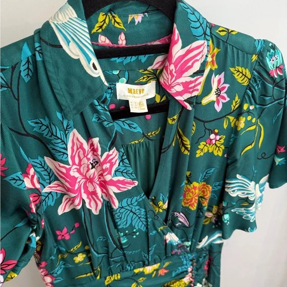 ANTHROPOLOGIE Maeve Floral Green Dress - Picture 2 of 3